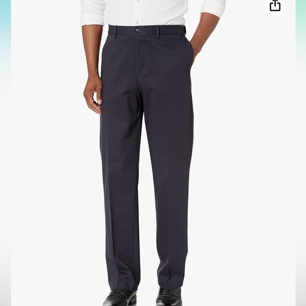 Savane Men's Flat Front Performance Chino Pant size 42W 30L Dark Navy